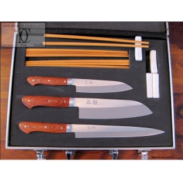 Mallette special Sushi, 3 couteaux japonais et paves ceramiques